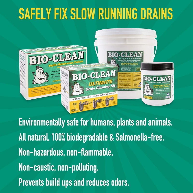 BioClean Drain Septic 2# Can Cleans Drains- Septic Tanks - Grease Traps All Natural and 100% Guaranteed No Caustic Chemicals! Removes fats Oil and Grease, Completely Cleans Your System. - Image 4